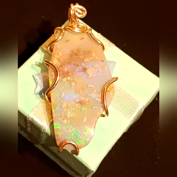 Huge Australian Opal Pendant Sterling Silver - Picture 4 of 16